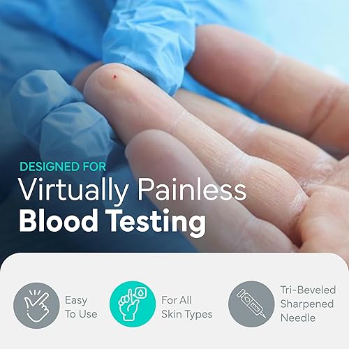 Miniatura 5 de OWELL Kit de dispositivo de punción, dispositivo de lanceta diabética ajustable para pruebas de azúcar en sangre, incluye 40 lancetas de 4 medidores