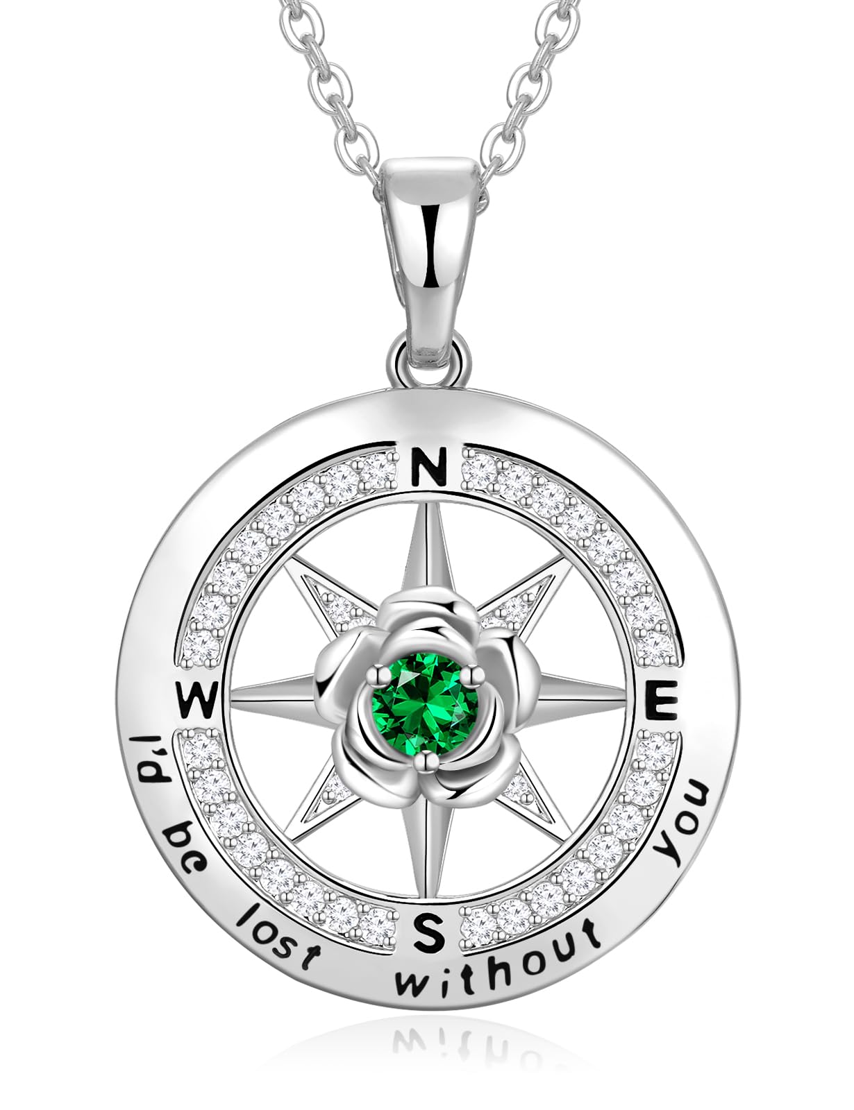 Meeshi Silver Compass Necklace