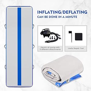 FunWater Inflatable Gymnastics Mat 10ft/13ft Tumble Track Tumbling Mat 4in Thick Gymnastic Mats for Kids with Electric Pump for Home Use/Training/Cheerleading/Gym/Yoga