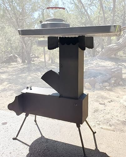Autoholic Estufa de cohete para quemar madera, estufa portátil para cocinar al aire libre, camping, picnic