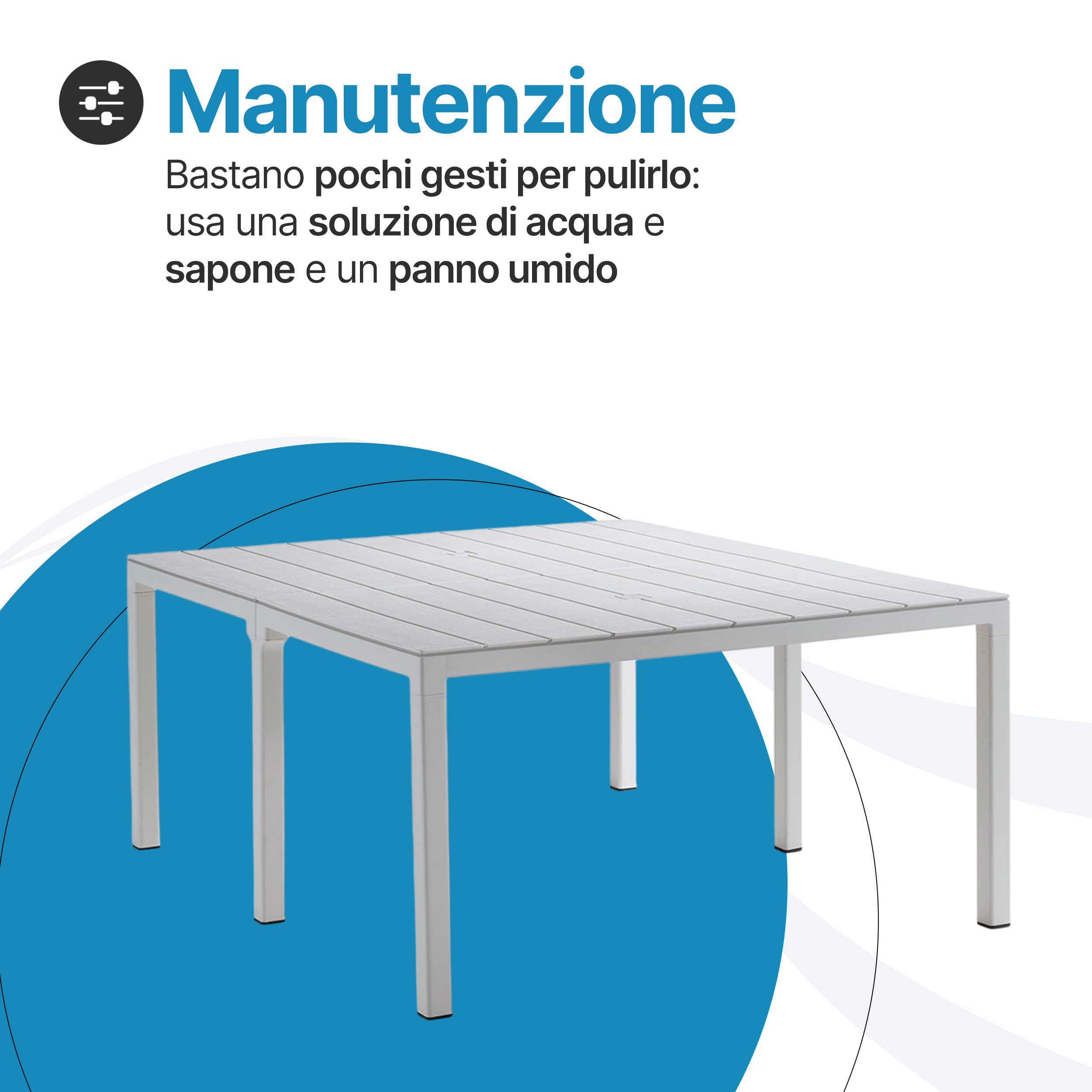 Tomaino - Tavolo Da Giardino Allungabile In Plastica 4-12 Posti - Tavolo da Esterno per Pranzo Rettangolare o Quadrato - Per Giardino, Veranda o Balcone - Bianco
