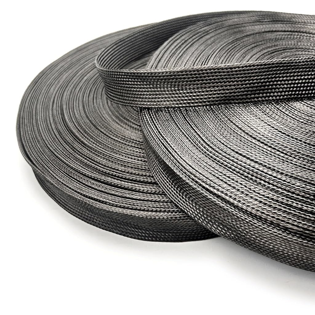 Funda for Cable de Fibra de Carbono Trenzada Negra de Alta Densidad de 5 m - Tubo Flexible de gestión de Cables for electrónica, 1 Unidad(40 mm)
