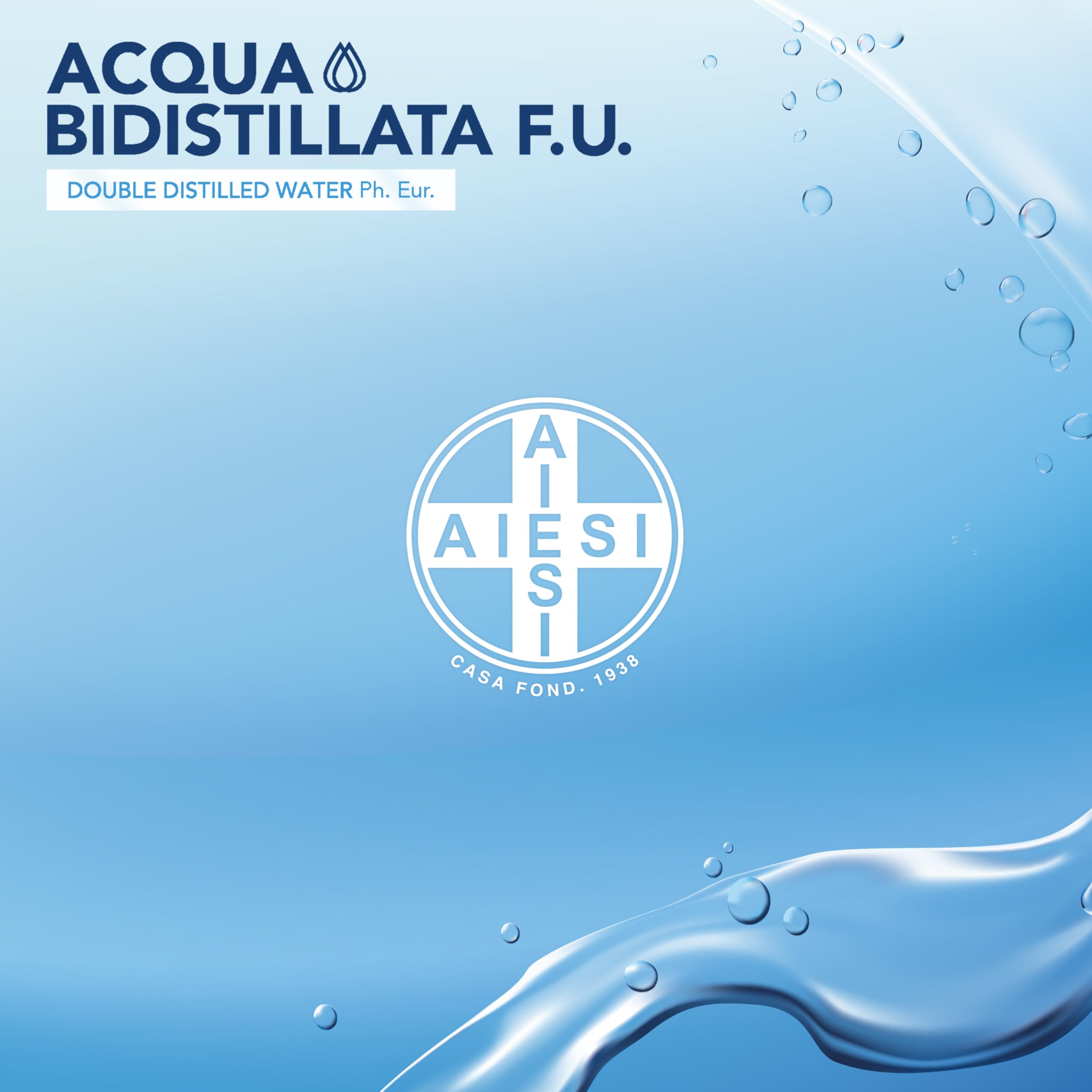 AIESI® Acqua Bidistillata F.U. pura (10 litri) per uso clinico ed industriale, Distillata due volte, Demineralizzata, Made in Italy