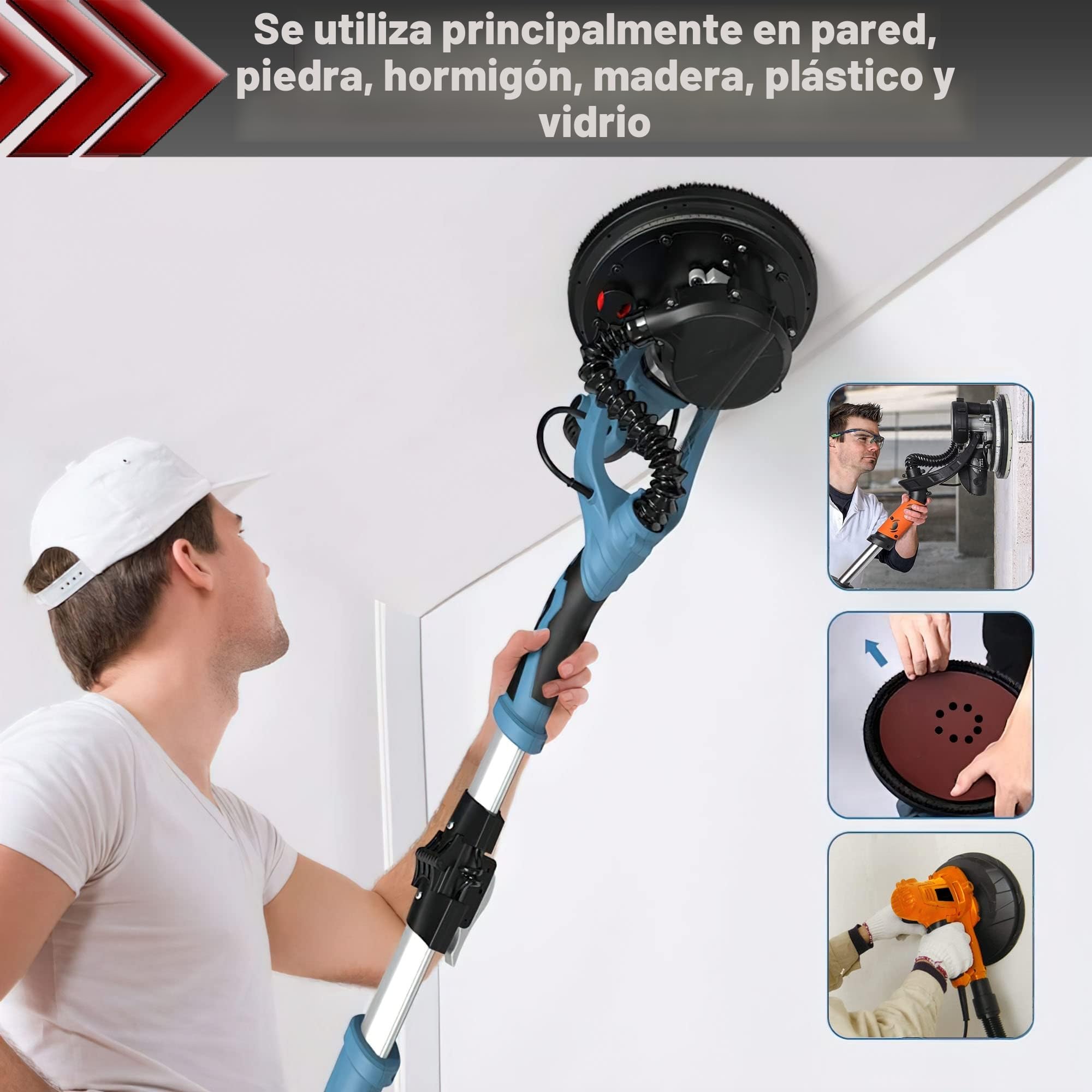 STEBRUAM Discos de lijado de 225 mm, Discos de Lija 225 mm Papel abrasivo autoadhesivos Papel de Lija de 50 Piezas 10 x 40/60/80/120/240 Papeles de Lija Abrasivos con para lijadoras de cuello largo
