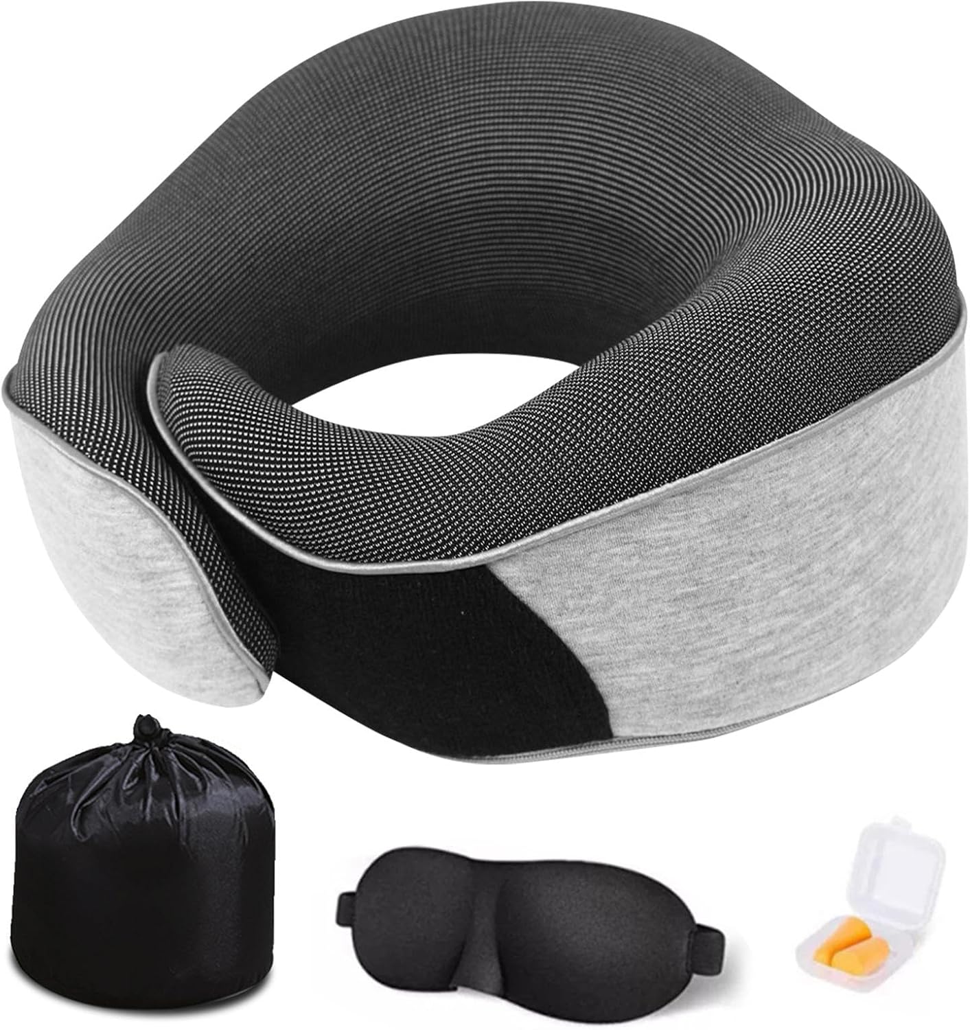 Amusingtao Travel Pillow, Memory Foam Neck Pillow- 360° Support Airplane Pillow for Travel, Flights, Cars & Trains with Eye Mask & Earplugs (COLOR:Light Grey) Amusingtao Travel Pillow, Memory Foam Neck Pillow- 360° Support Airplane Pillow for Travel, Flights, Cars & Trains with Eye Mask & Earplugs (COLOR:Light Grey)