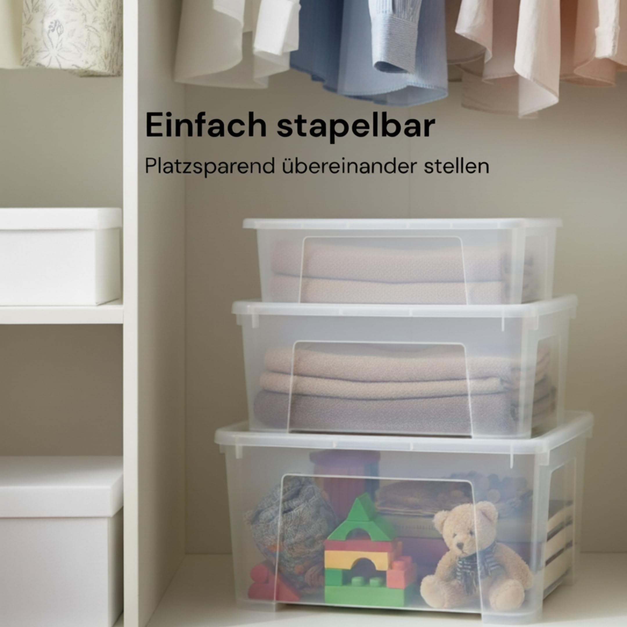 IKEA Samla Scatola portaoggetti con coperchio – 45L con coperchio, scatole impilabili trasparenti – Scatole portaoggetti robuste – Grandi scatole portaoggetti per la casa e il seminterrato - LxPxH