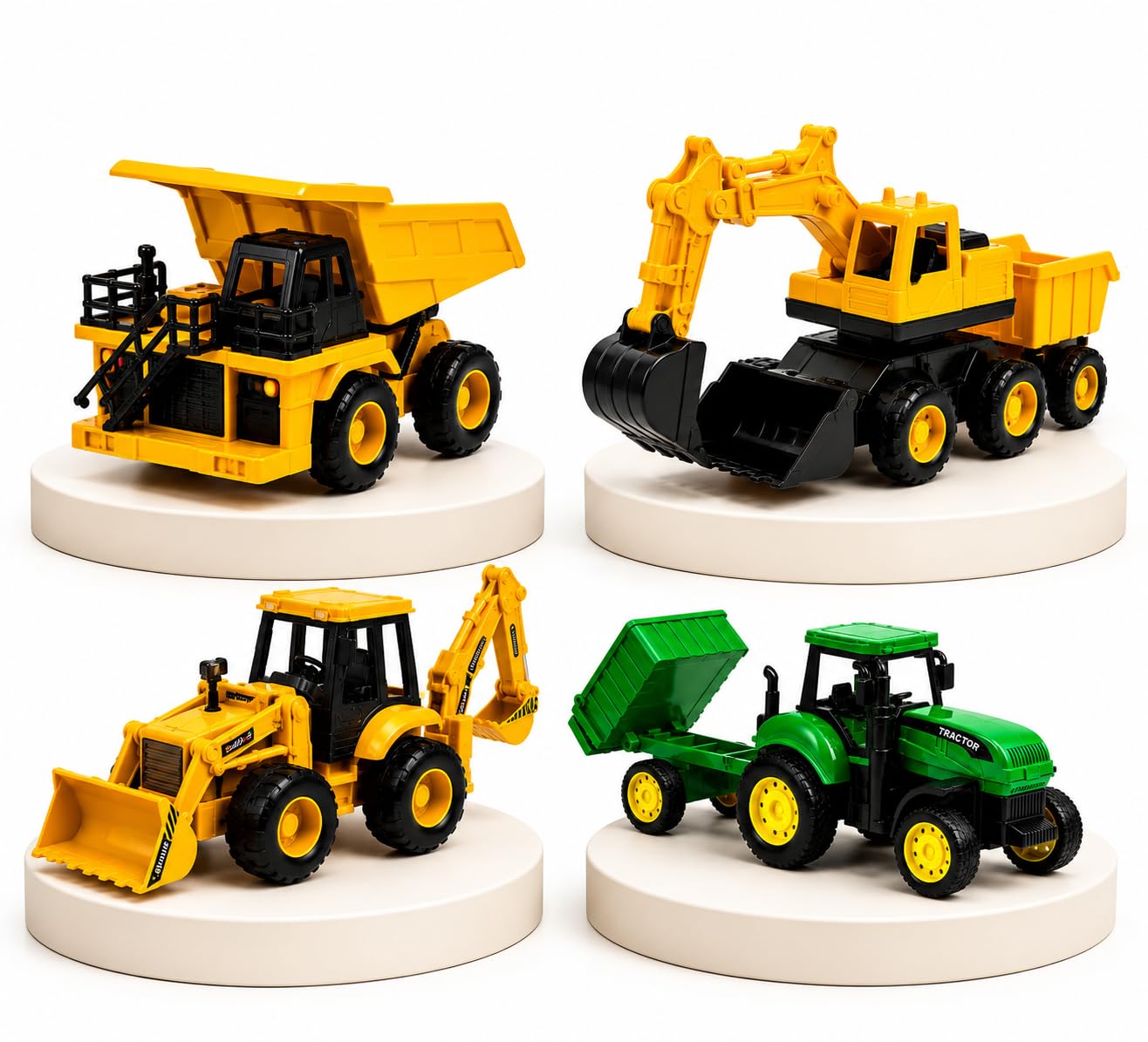 Construction Vehicle Toy Set for Kids, 4 PCS JCB Toy Big Size Combo with Dumper Truck, Excavator Loader & Tractor with Trailer, Heavy Duty Construction Truck Toys for Boys-image-22