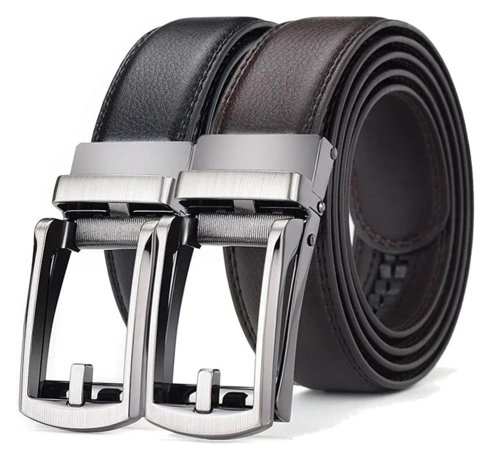 Cinturones de cuero genuino for hombre, de negocios, con hebilla de aleación ajustable automática for jeans, cinturones de cintura