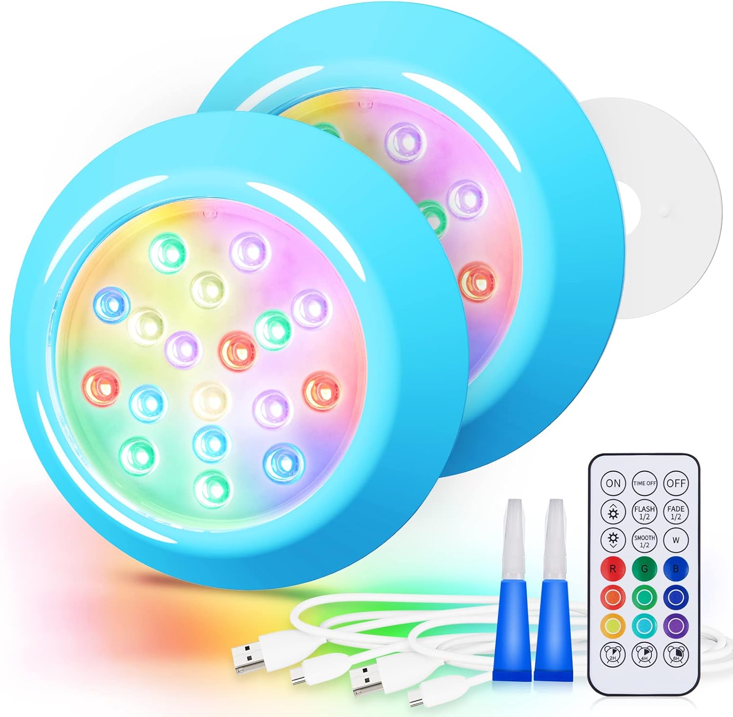 LyLmLe Rechargeable LED Pool Lights, 5.9" RGBW Submersible