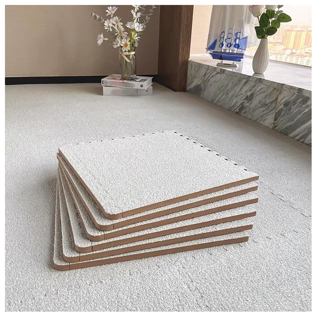 Short-pile Interlocking Carpet Tiles Thin Foam Interlocking Floor Mats Soft Comfort Solid Colored Puzzle Mat Floor Mats Four Seasons Interlocking Mat(White2,20pcs)