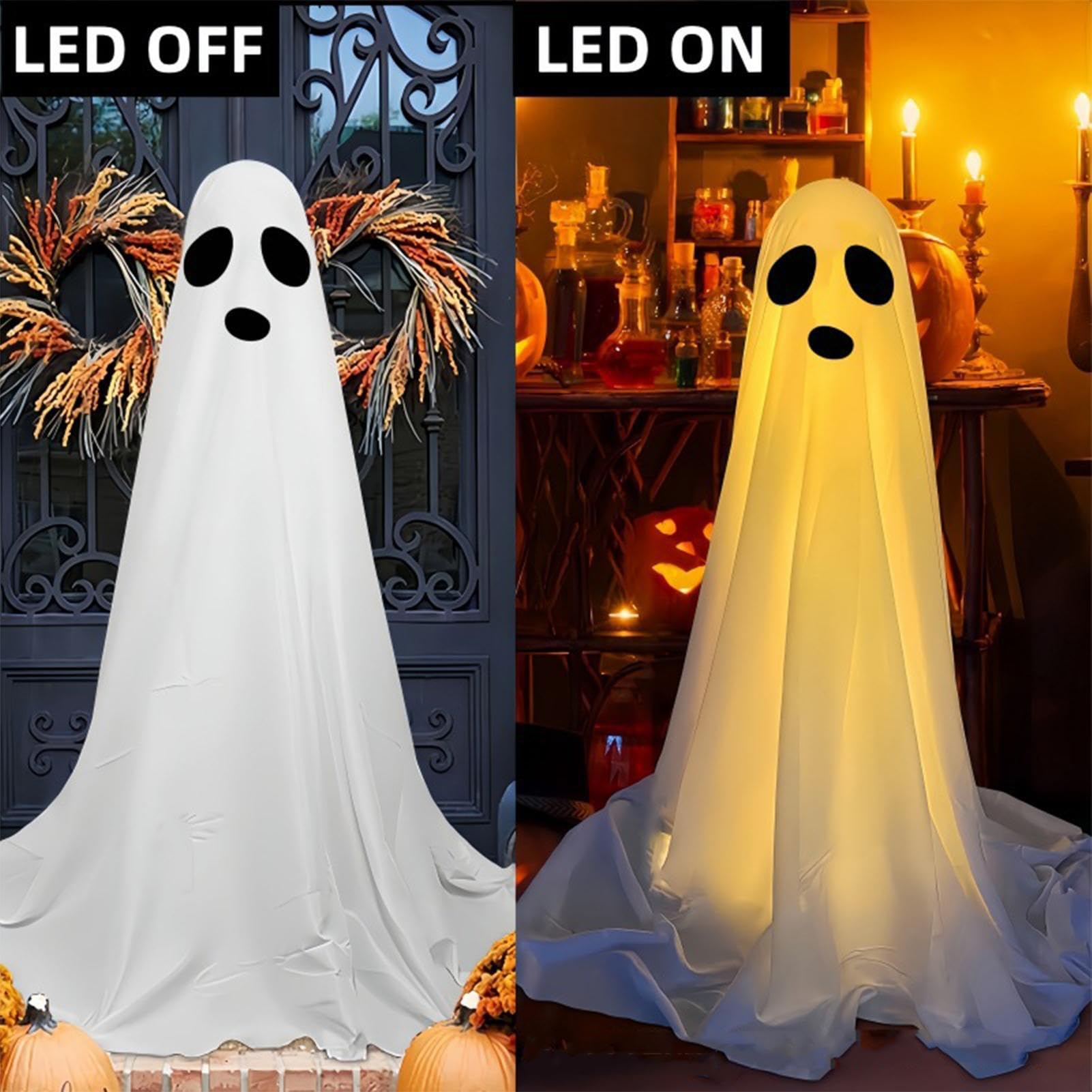 Generico Luce LED Fantasma Halloween Esterno Oversize in Tessuto Bianco