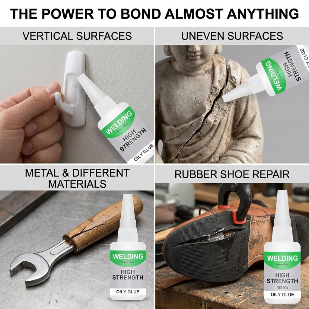 2026 Upgraded High-Strength Welding Glue, Instant Universal Super Glue for Metal, Plastic, Wood & Ceramic, Waterproof Oily Adhesive,50g Strong Bond Gel for Glass, Jade, Leather (6)
