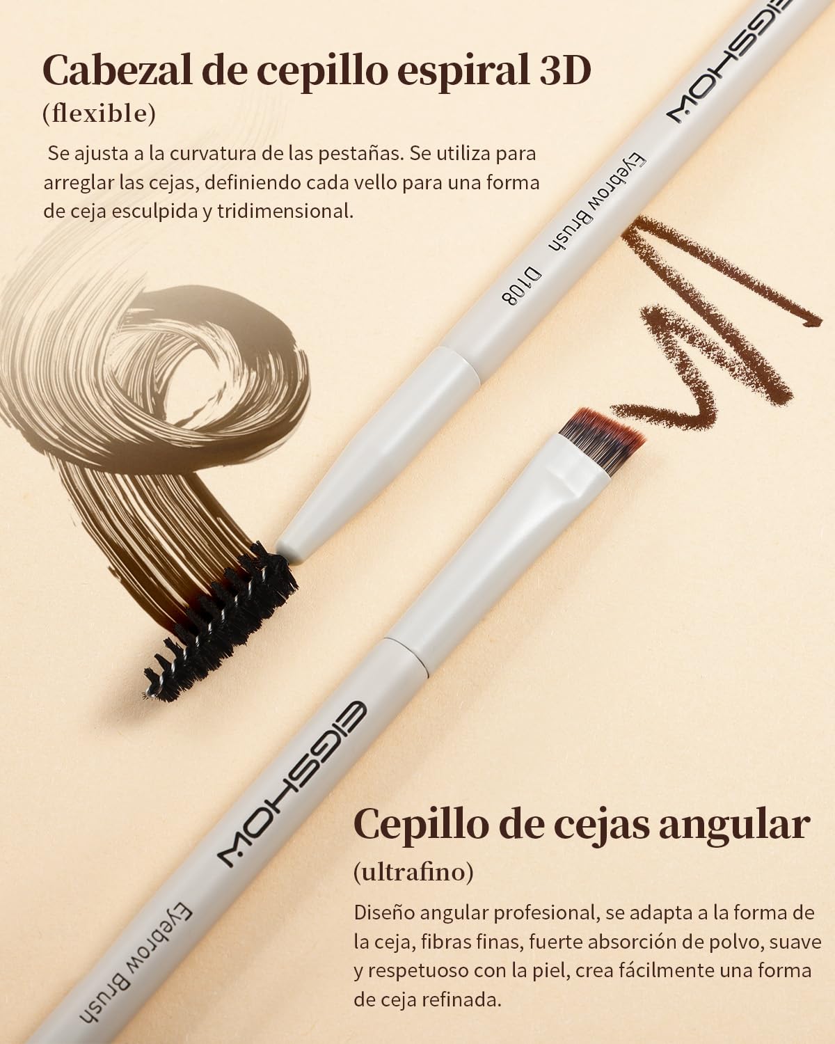 EIGSHOW Cepillo para cejas en ángulo de doble punta, para definir cejas delineador ojos pestañas, Maquillaje de Ojos