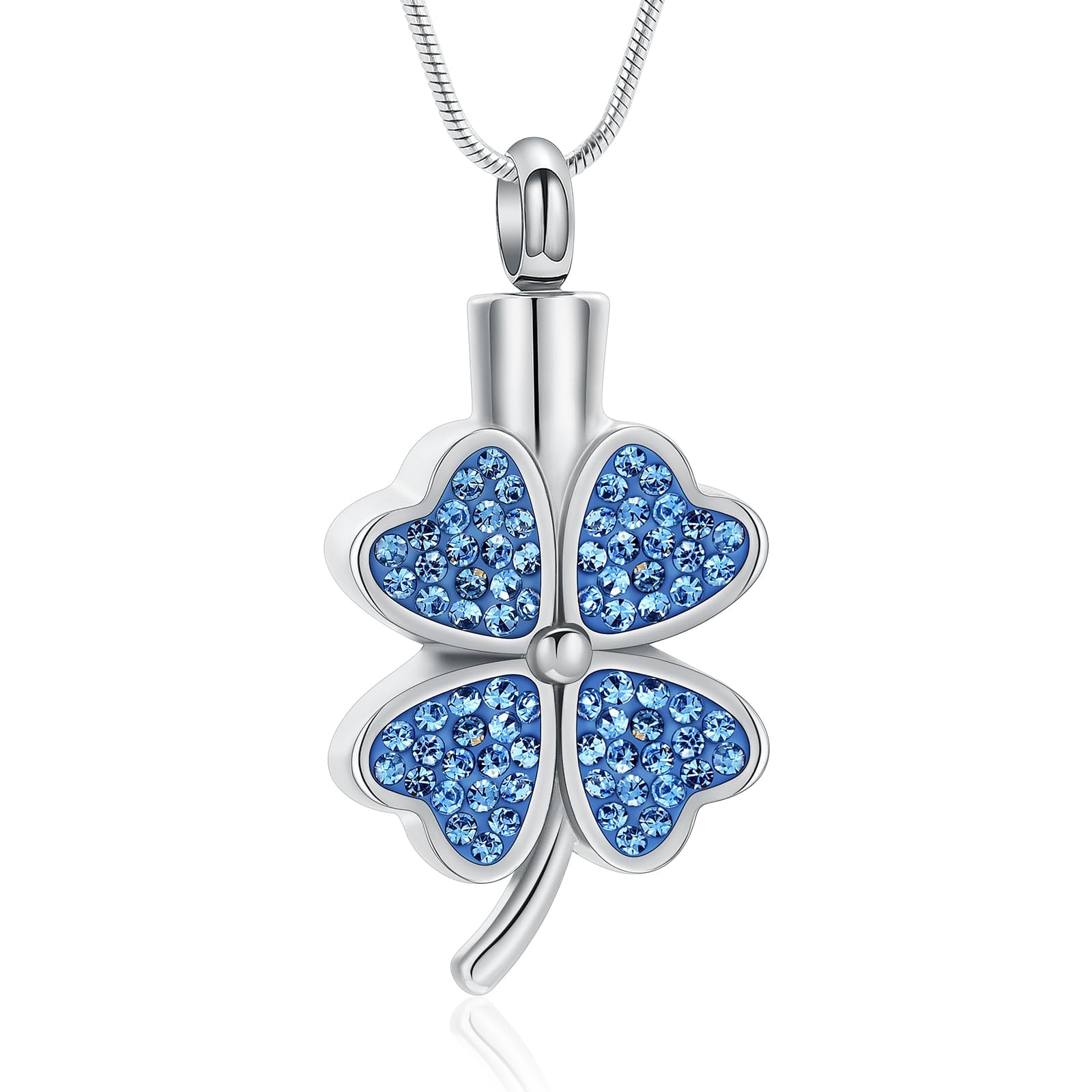 memorial jewelryCrystal Four Leaf Clover Cremation Urn Necklace Ashes Keepsake Stainless Steel Ashes Lokets for Women