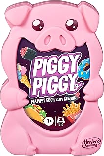 Hasbro Gaming Piggy Piggy Kartenspiel für Familien - Deutsche Fassung, einfaches Strategiespiel ab 7 Jahren, enthält 5 Schweinchenfiguren, lustiges Reisepiel für Erwachsene und Kinder