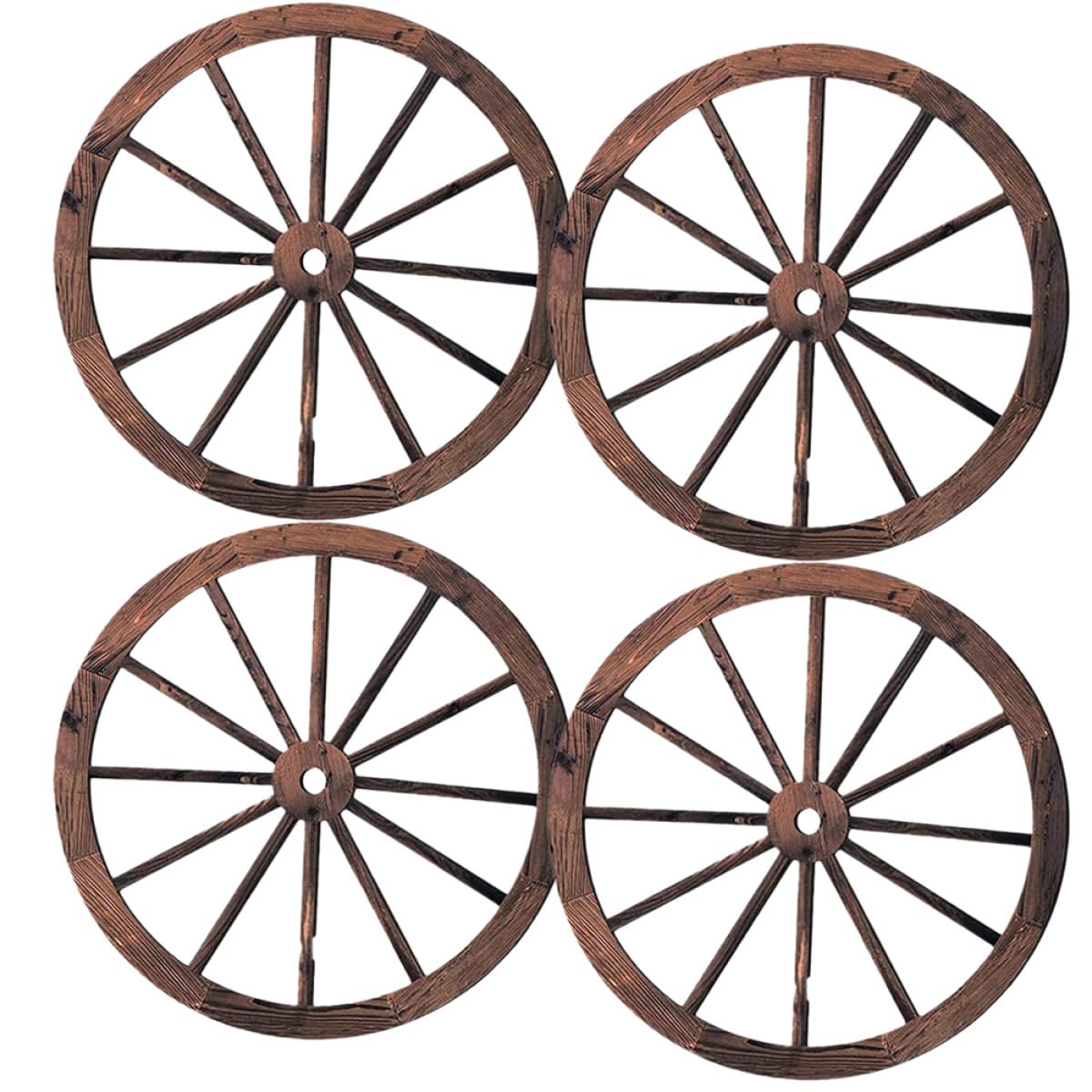 Roue de chariot suspendue en bois pour salon rustique et bar rétro