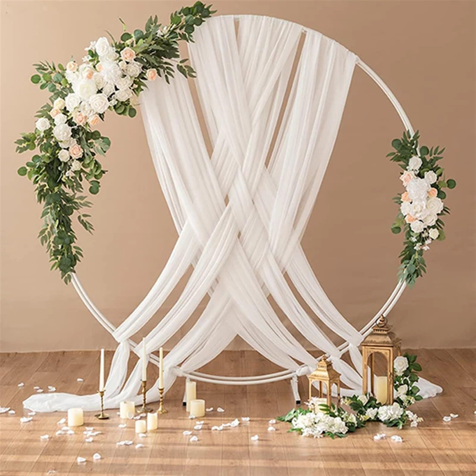 Rideaux D'Arche De Mariage Arc de mariage en mousseline de soie drapé tissu arc de mariage rideaux pure toile de fond rideau for cérémonie de mariage fête décorations extérieures Pour Les Mariages(Dus