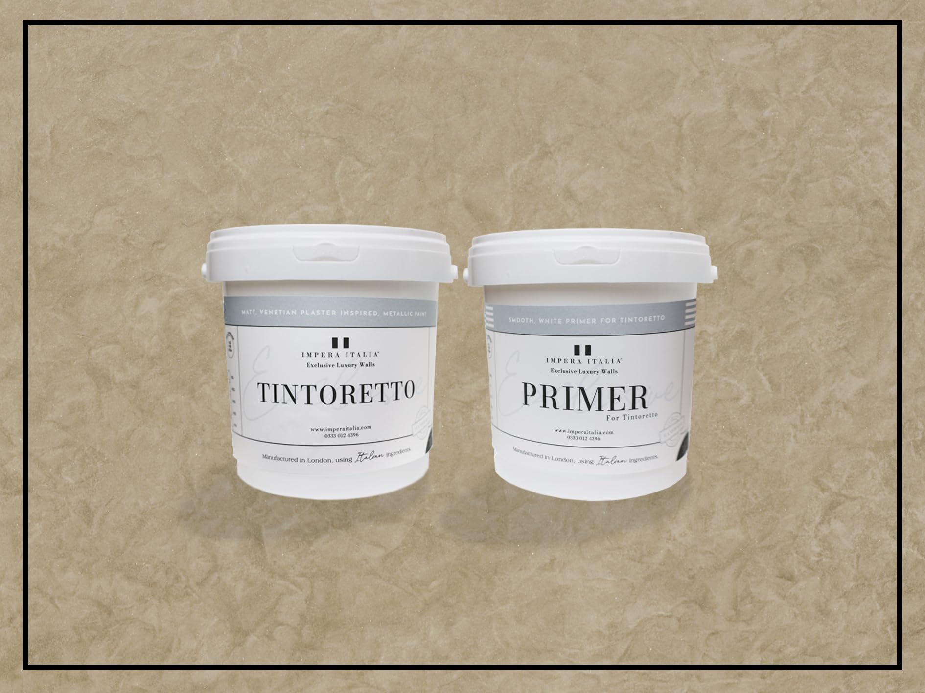 Impera Italia Oglio Tintoretto - Matt, Venetian Plaster Effect, Wall Paint Bundle. Includes 2Kg Of Paint And 1L Of Primer - Covers 6-8Sqm - In Colour