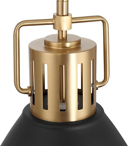 Miniatura 5 de Robert Stevenson Lighting Kent - Lámpara de techo industrial de metal enjaulado de gran tamaño, color negro y dorado