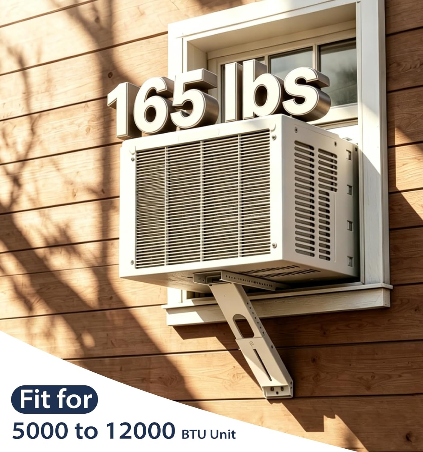 No Drilling Window AC Bracket,HVAC Brackets Fits Single & Double-Hung Windows,Holds Up to 165lbs,Heavy Duty Single Arm Window Air Conditioner Bracket for 5000-12000 BTU Units