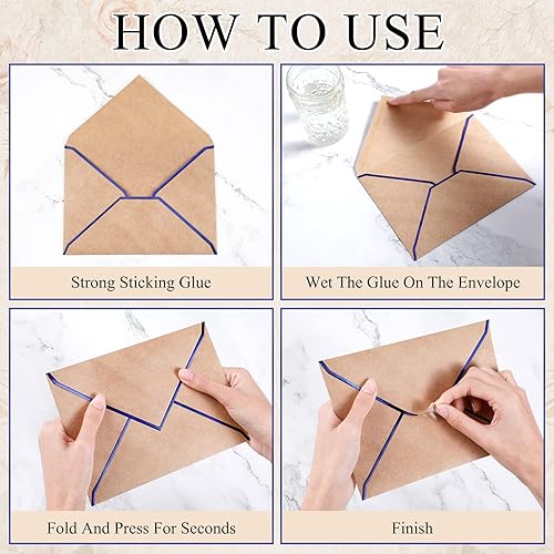 Miniatura 7 de Paquete de 100 sobres de 5 x 7 invitaciones A7 V con solapa con borde dorado, sobres elegantes para tarjetas de regalo de boda, baby shower,