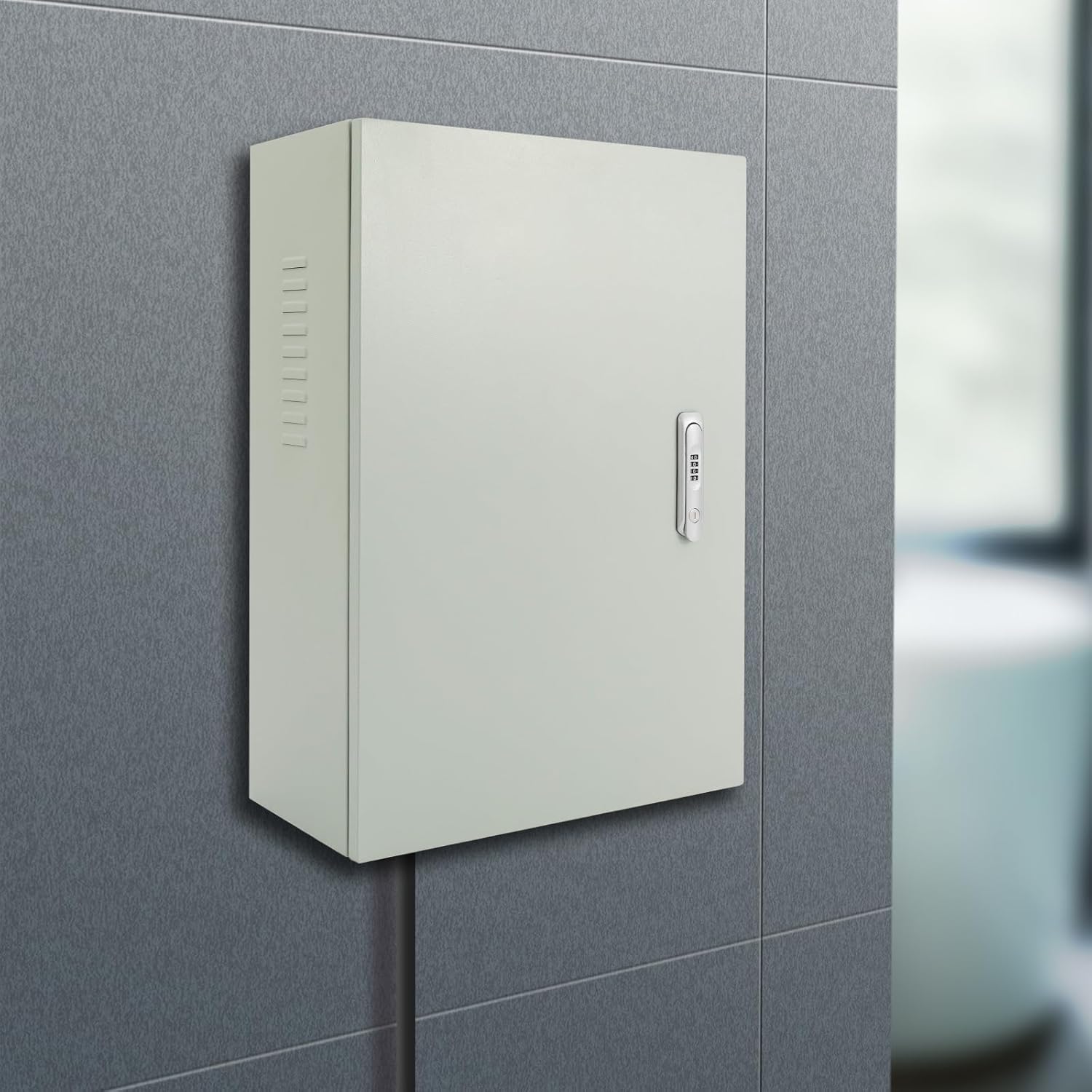 Charger Station Box for Most EV Charger, Wall EV Charger Protective Box with Combination Lock, Charging Cable Organizer Wall Charger Holder Box Rainproof Snowproof Dustproof Outdoor & Indoor