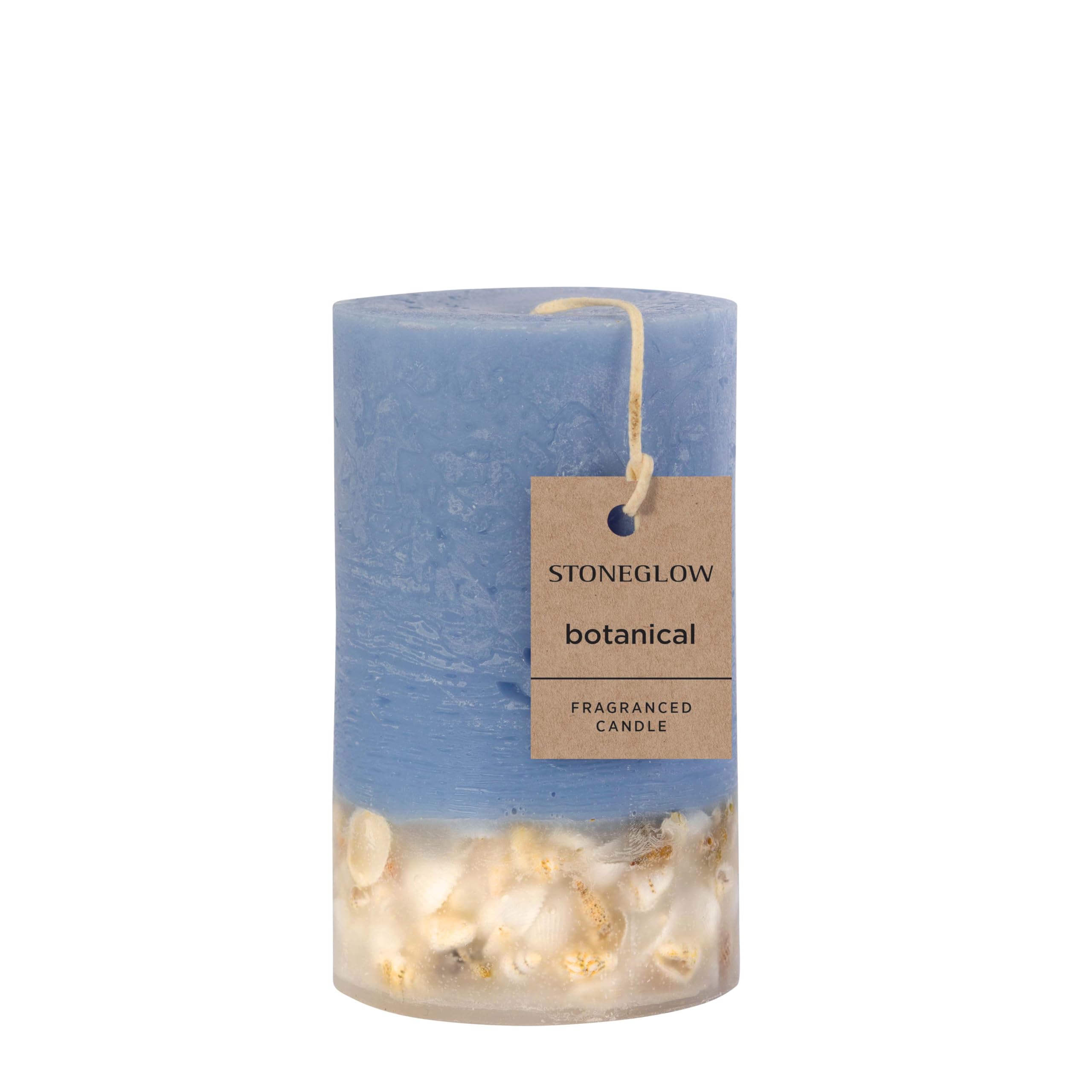 Stoneglow Blue Elements Collection - Water - Wood Sage & Samphire Scented Botanical Pillar Candle