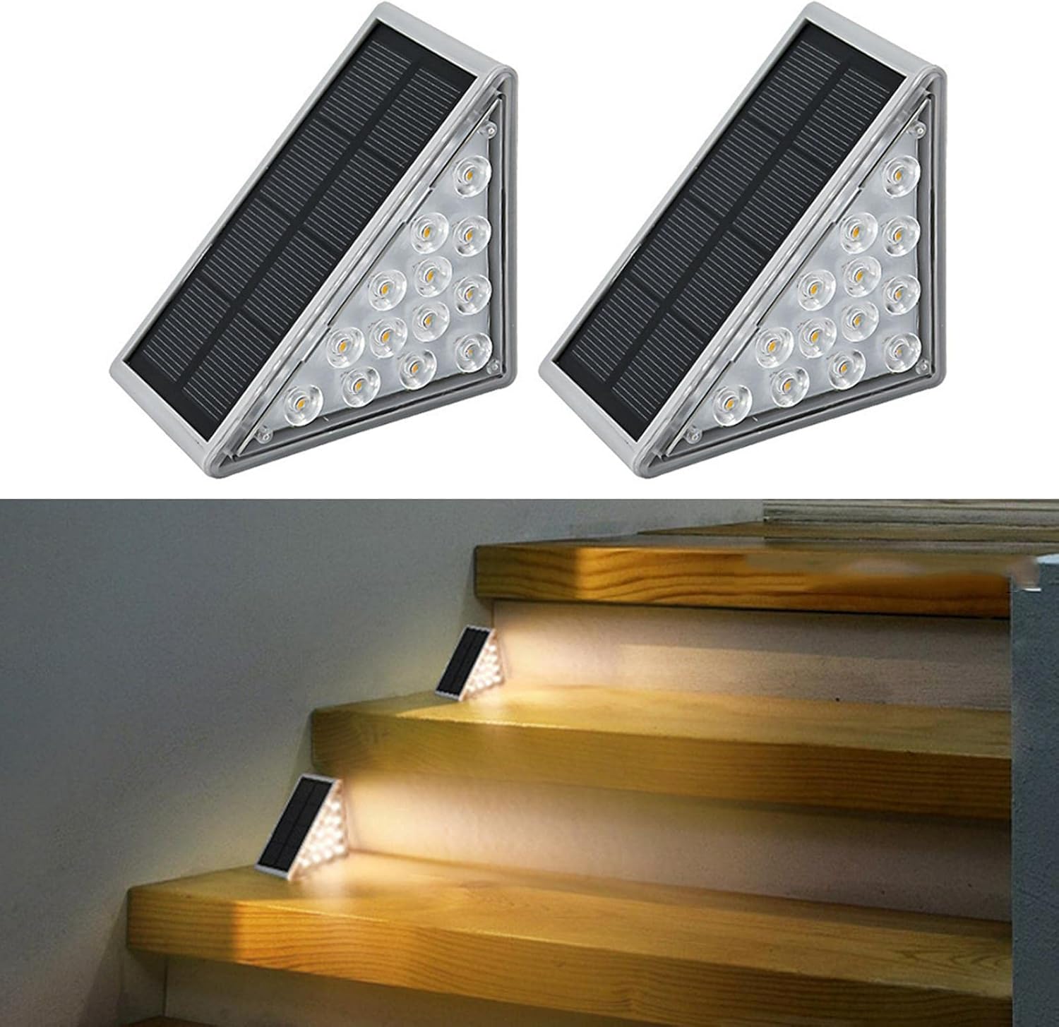 Jiakalamo 2pcs Solar Step Lights,13 LEDs LED Solar Stair Lights IP68