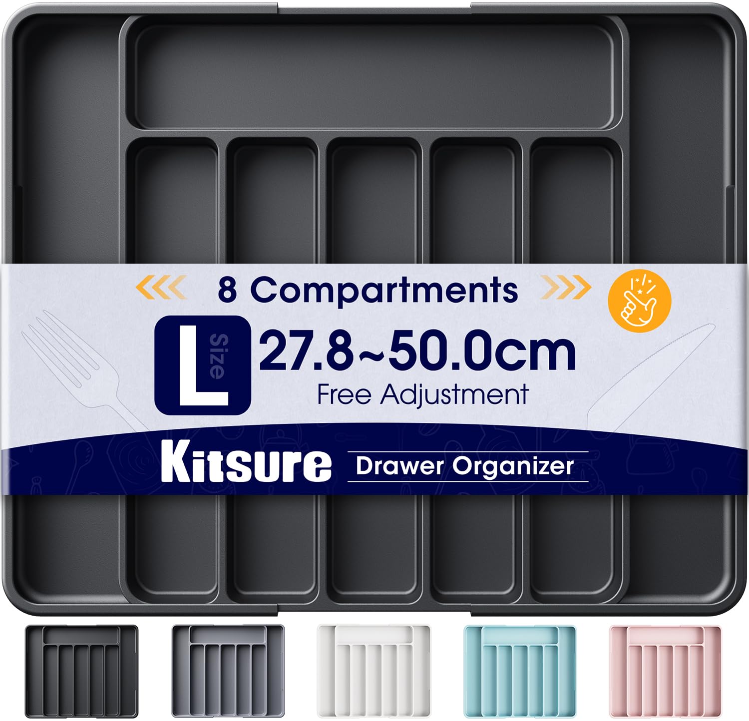 Kitsure Large Cutlery Drawer Organiser for Kitchen