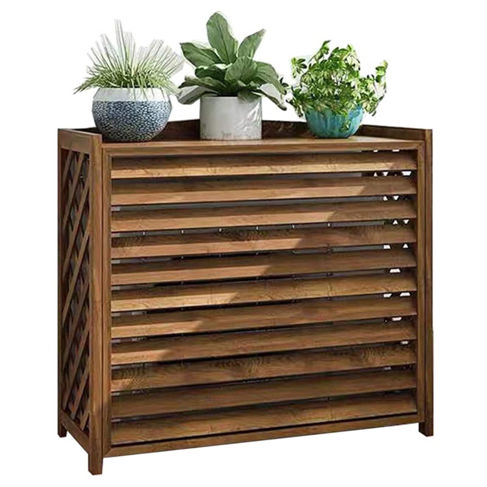 Cache-climatiseur en bois pour balcon et jardin - Support de fleurs décoratif