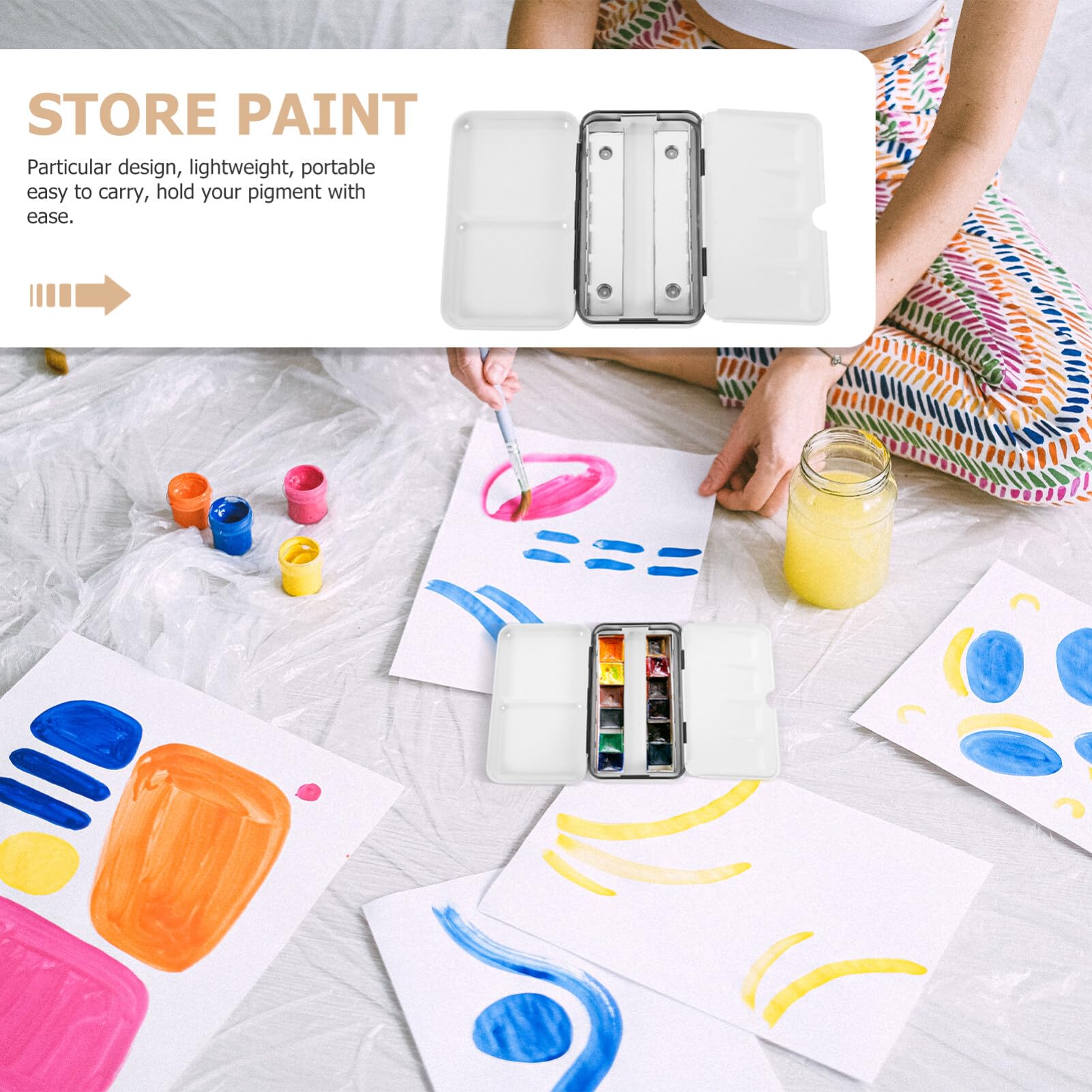 SUPVOX Boîte Vide Aquarelle Métallique Compacte 12 Demi-Godets Palette pour Peinture Voyage Studio Et Extérieur
