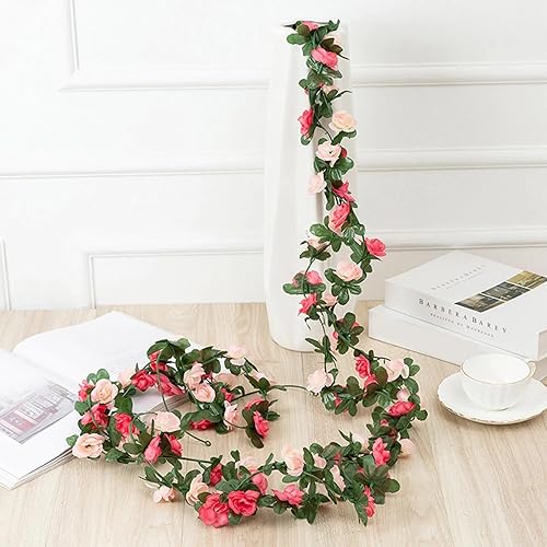 Miniatura 5 de BLEUM CADE 8 guirnaldas de flores artificiales de 656 pies para dormitorio decoración de vid de flores falsas para boda fiesta día de San Valentín