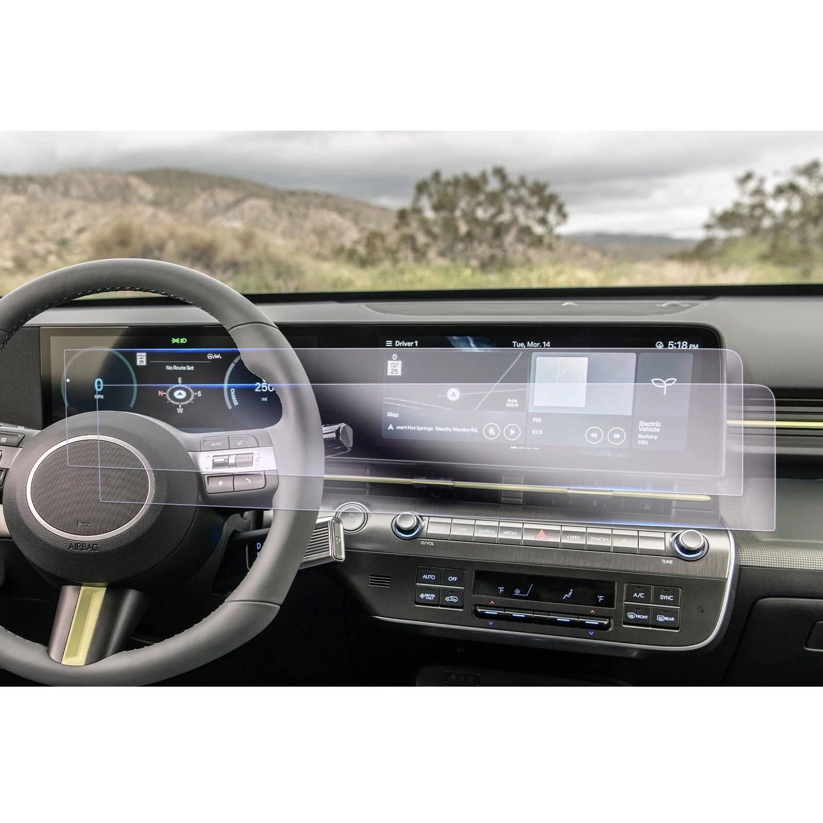 Ochraniacz ekranu do Hyundai Kona SX2 2023 nawigacja LCD (kierownica po
