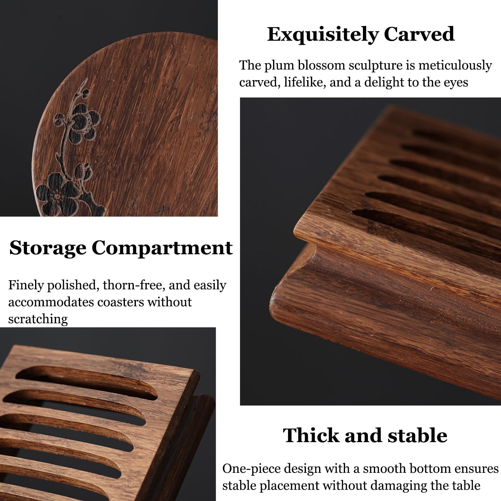 Kung Fu - Juego de 6 posavasos redondos de madera natural con protección contra el calor para sala de estar, tazas de té y tazas de café