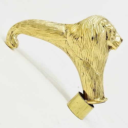 Miniatura 2 de Bastón de latón vintage con mango de palo de waklking de madera, cabeza de león solo para bastón para hombres