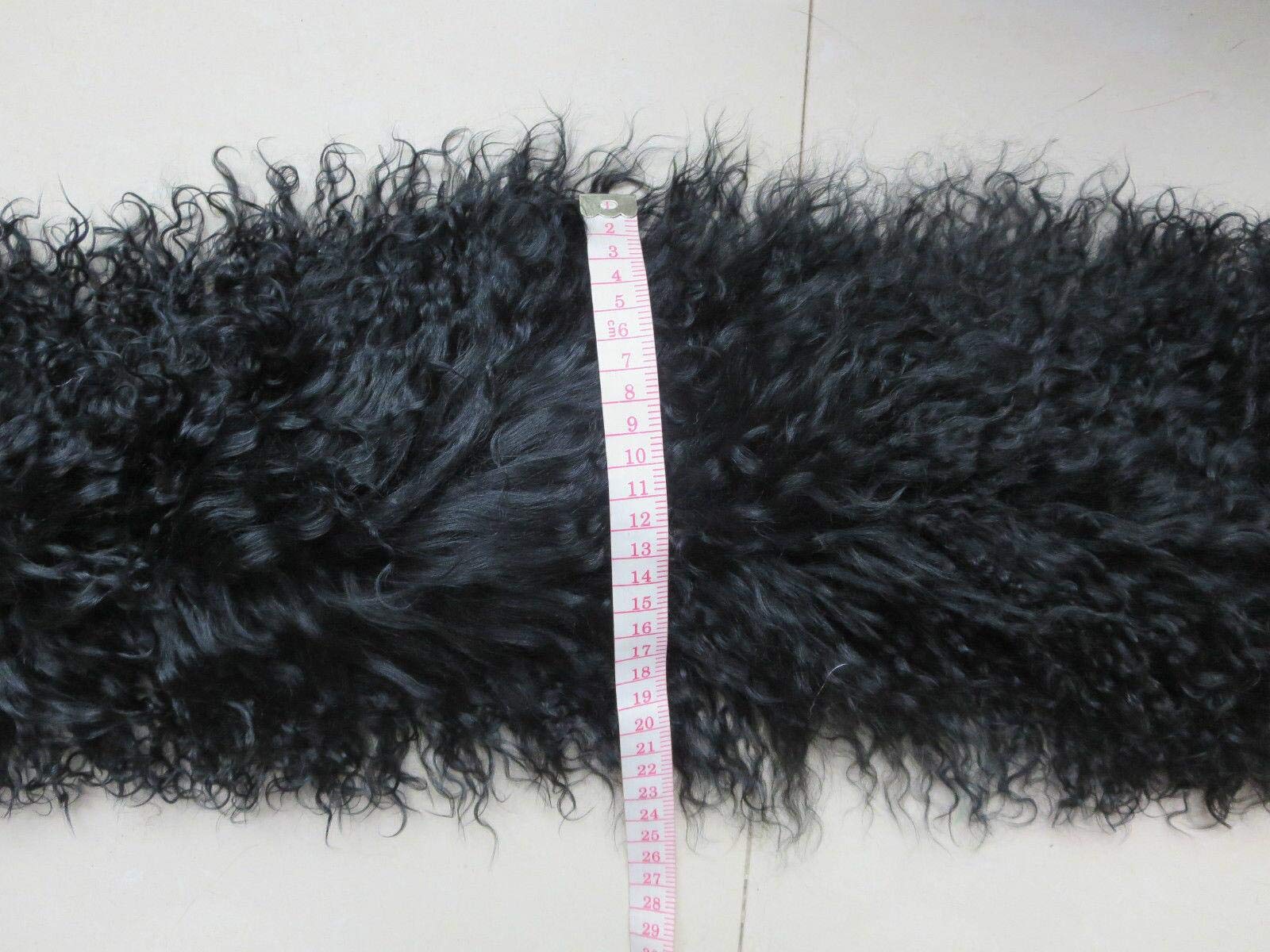 Bufanda larga de cordero mongol para mujer, abrigo para el cuello, otoño, invierno, cuello rizado, fiesta al aire libre, 180 x 20 cm, Negro