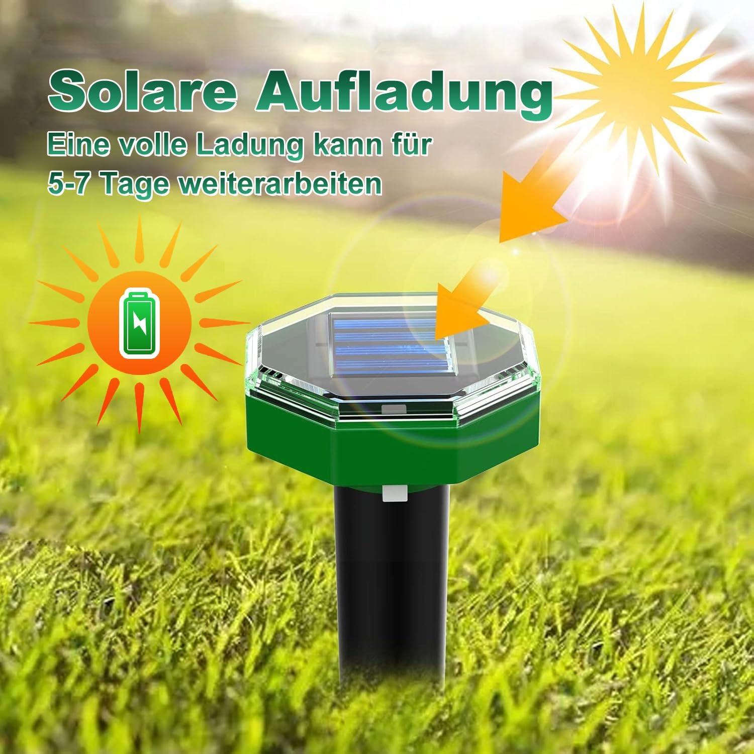 Dissuasore per talpe, a energia solare, a ultrasuoni, per topi, arvicole, serpenti, scoiattoli, IP65, impermeabile, per giardino, 4 pezzi