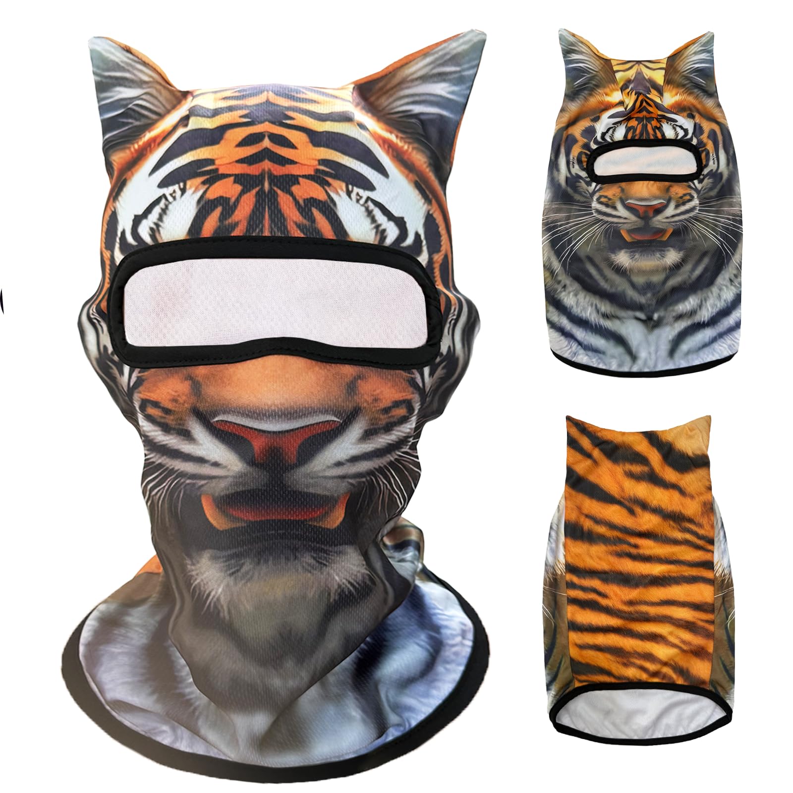 3D Tiger Animal Ski Balaclava Sheisty Face Mask with Ears for Music Festivals Raves Ski Christmas Halloween Party