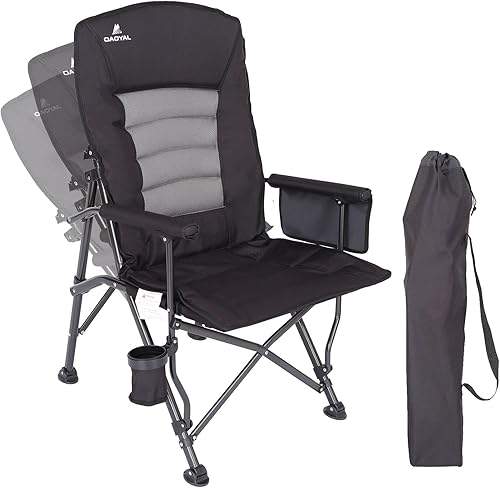 Sillas de campamento para adultos, respaldo ajustable, silla de campamento plegable de gran tamaño, soporta 350 libras para exteriores con