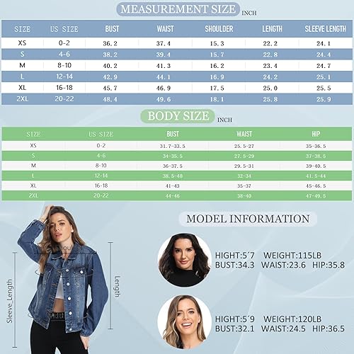Vista 4 de MISS MOLY Chaquetas de mezclilla para mujer, con botones, de manga larga, básicas, a la moda