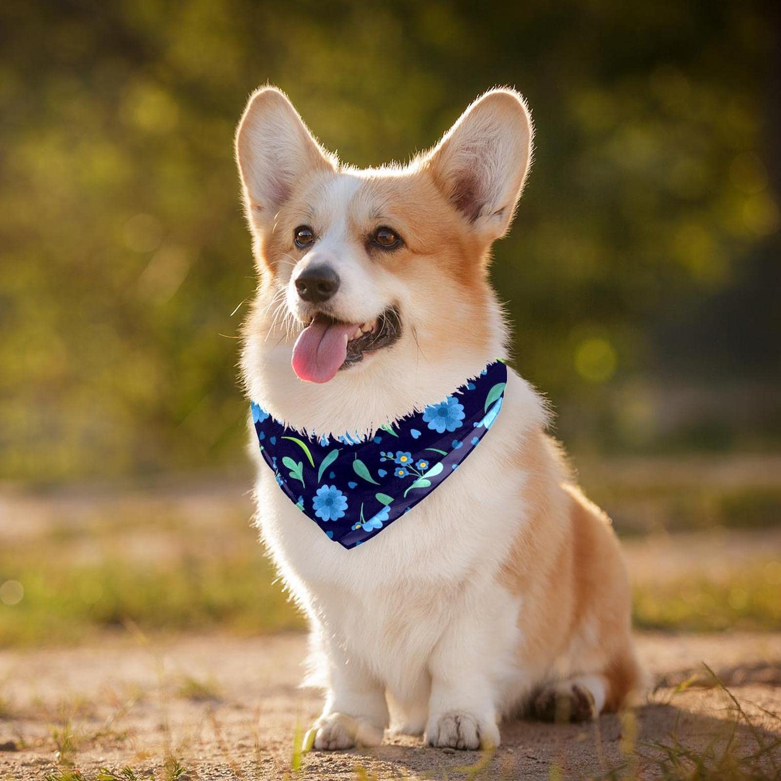 Hundehalstuch 2er Set - Türkises Blumenmuster Für Kleine & Große Hunde