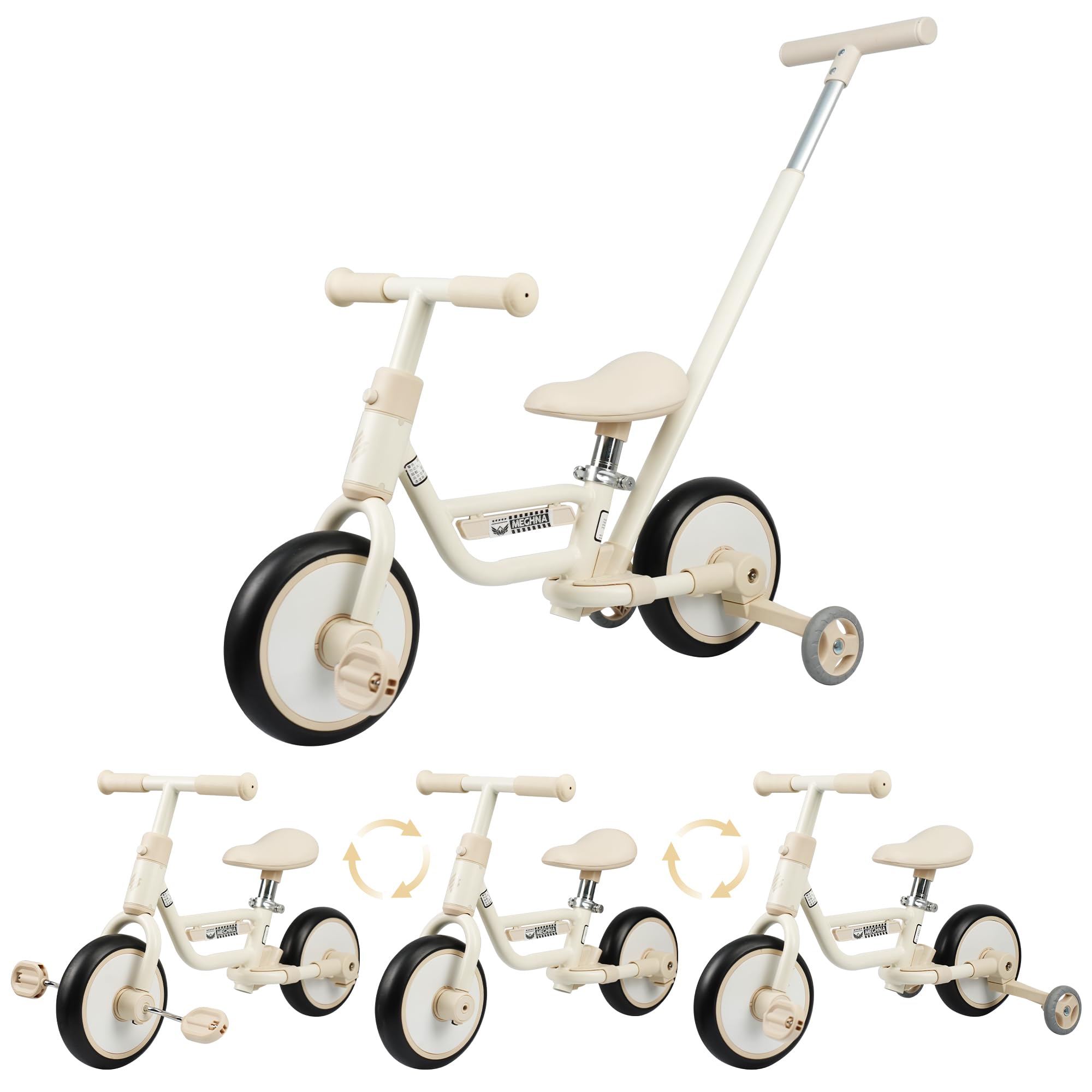 ZUKKA Toddler 4 in 1 with Detachable Push Handle and Silent Wheels Lightweight Easy-to Assemble for 18 Months Baby Toddlers