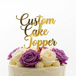 LET'S DIY Personalized Gold Acrylic Cake Topper – Custom Name or Message Party Decoration for Cakes