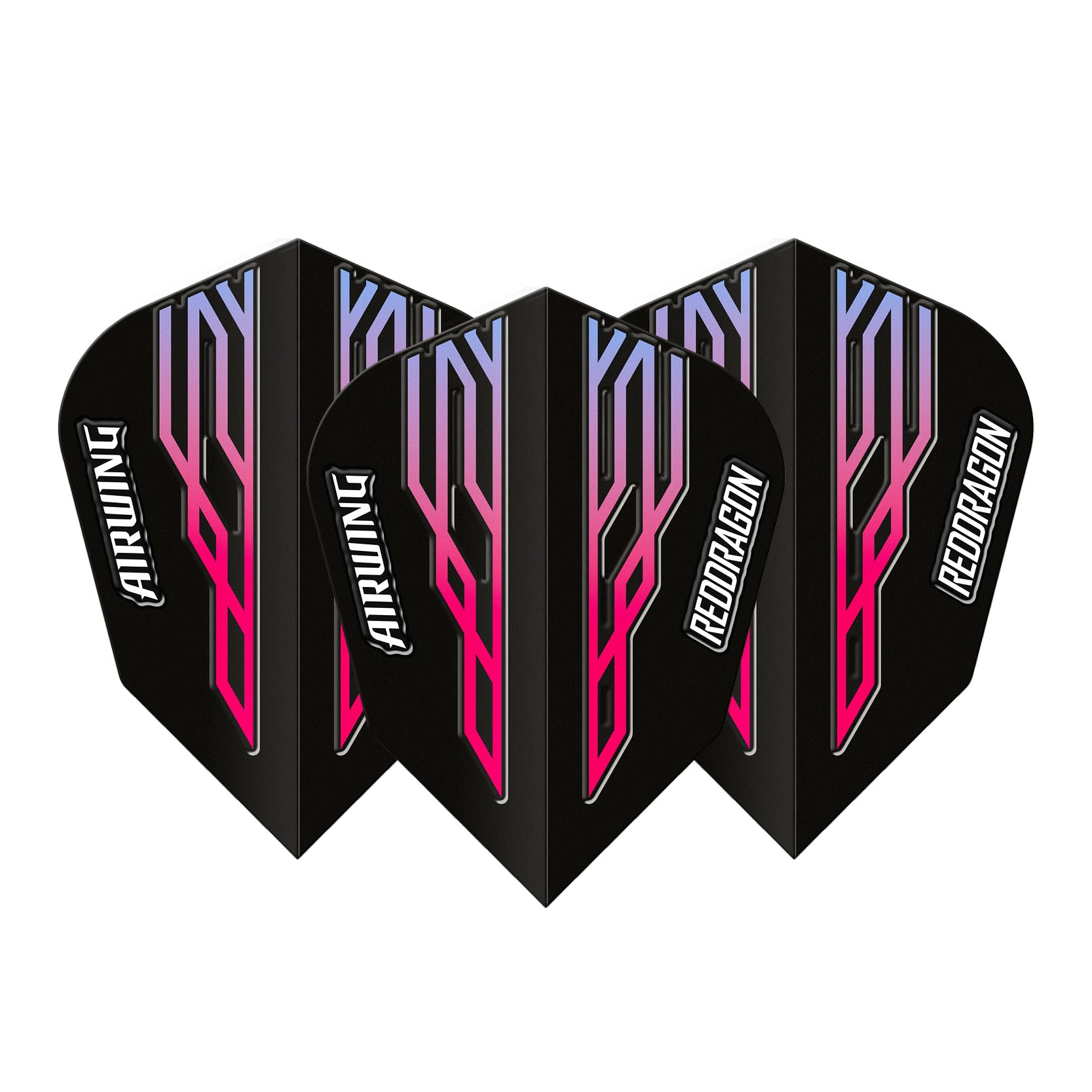 RED DRAGON Airwing Unique Moulded Black, Pink & Blue V-Standard Dart Flights 1 Set Per Pack (3 Dart Flights in total) - Image 2