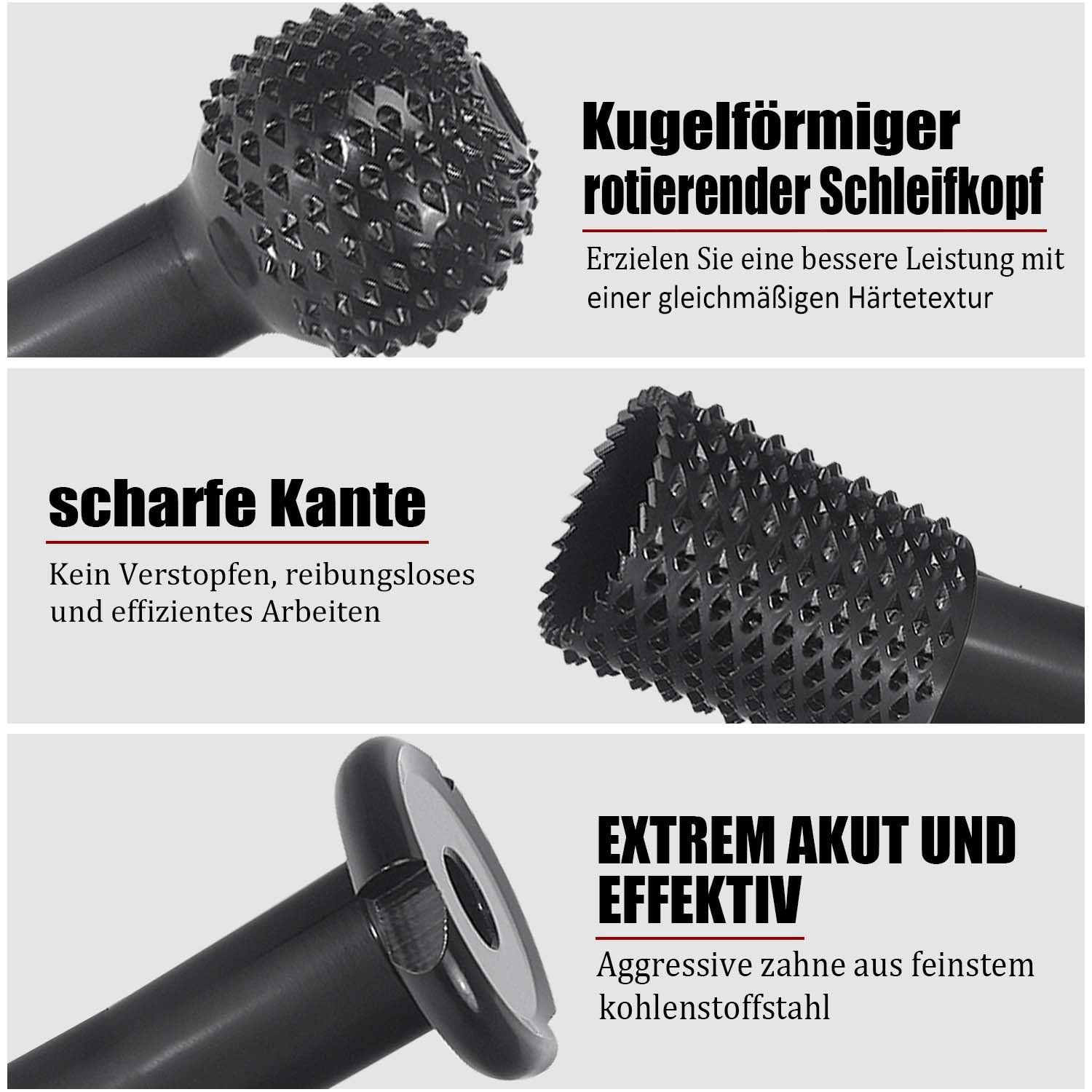 3 Stück Kugelfräser Holz Schnitzen, Frässcheibe Holzfräser Schleifscheiben für Winkelschleifer Holz 115/125mm, M14 Winkelschleifer Zubehör