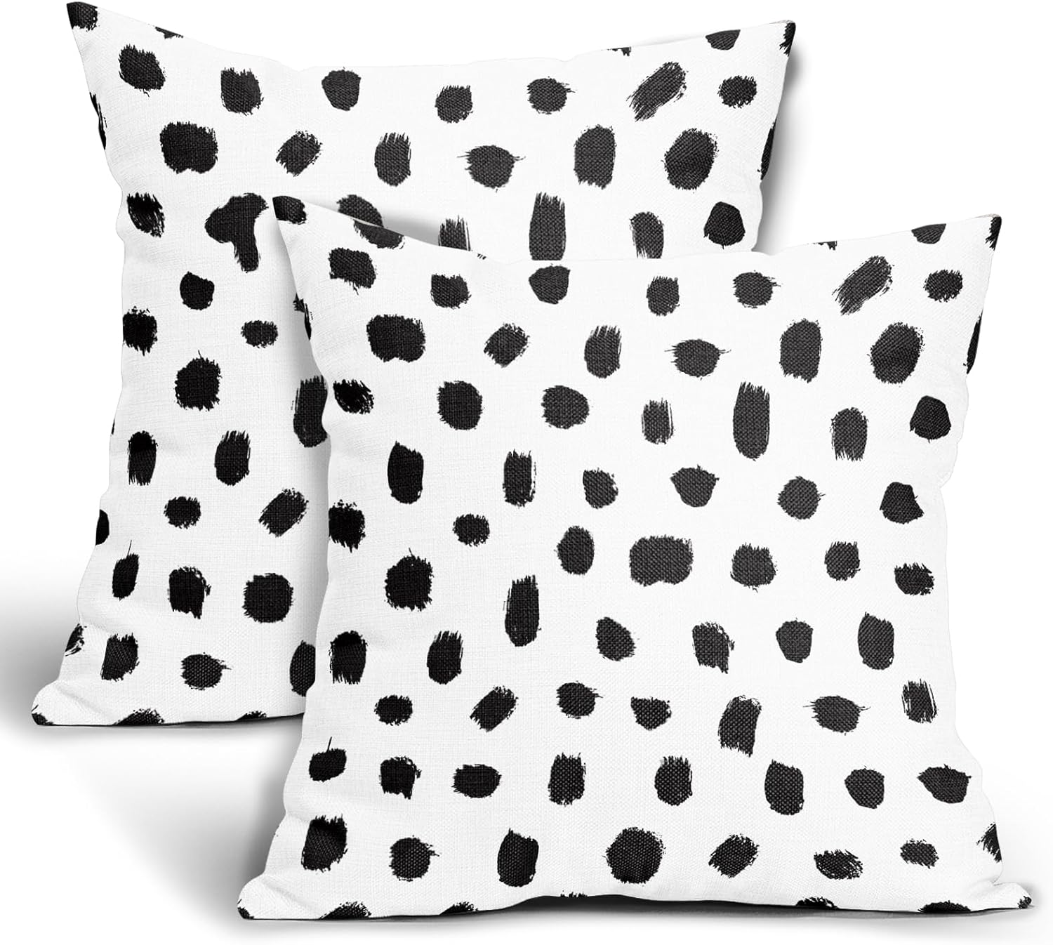Polka Dot Pillow Covers 18x18 Set of 2 Black and White