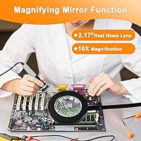 Vista 3 de 10X Magnifying Glass with Light and Timer, 2 in 1 Magnifying Desk Lamp, 3 Color Modes 10 Dimmable Brightness, Flexible Gooseneck Magnifier with