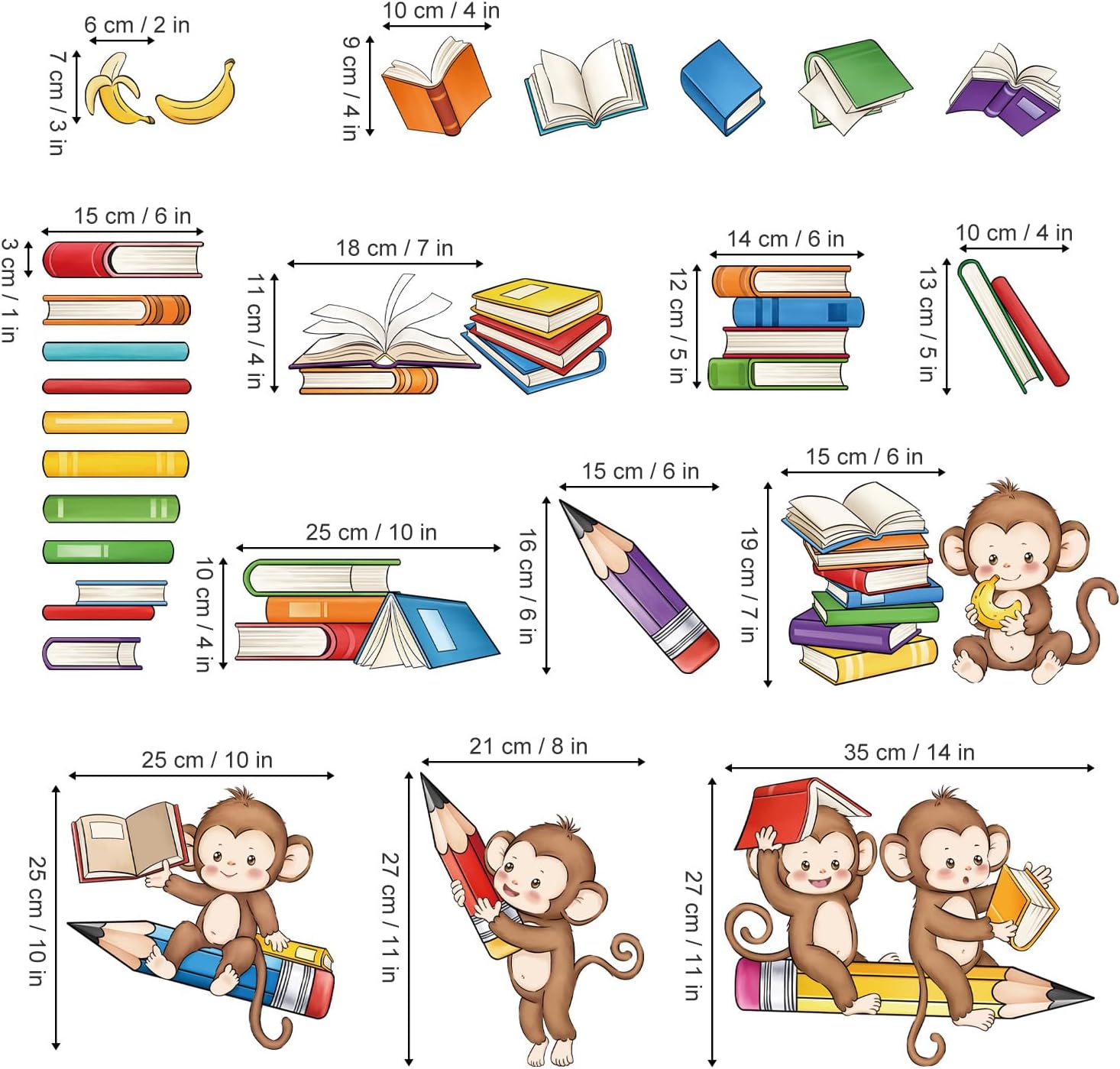 decalmile Monkey Reading Books Wall Decals Animal Educational Wall Stickers Baby Nursery Kids Bedroom Playroom Classroom Wall Decor 5 717ZXc3Bg9L. AC SL1500