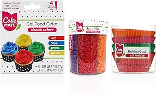 Cake Mate All Holiday Decorating Supplies - 3-Piece Set Includes: 1 Sprinkle Mix (Multi-Colors), 1 Gel Food Color Set, 1 B...