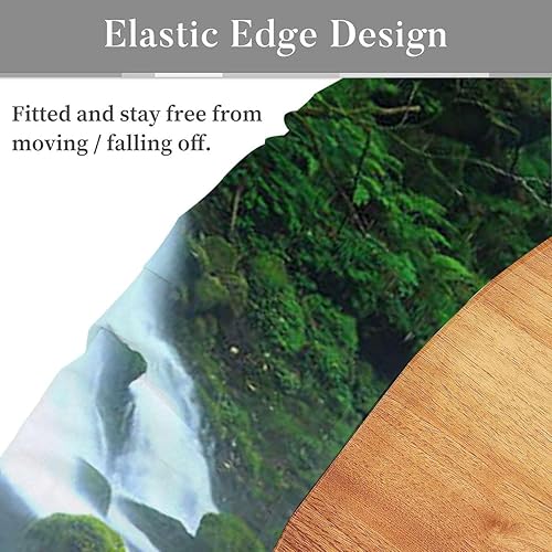 Miniatura 5 de MizuH Mantel de poliéster impermeable a prueba de salpicaduras, paisaje de cascada rodeado de mantel verde, juego de mesa de picnic, mesa de